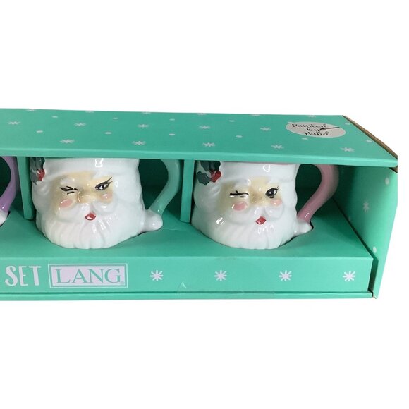 Lang Christmas Santa Claus Espresso Mug Set Of 4 Dishwasher Microwave Safe - Picture 4 of 5